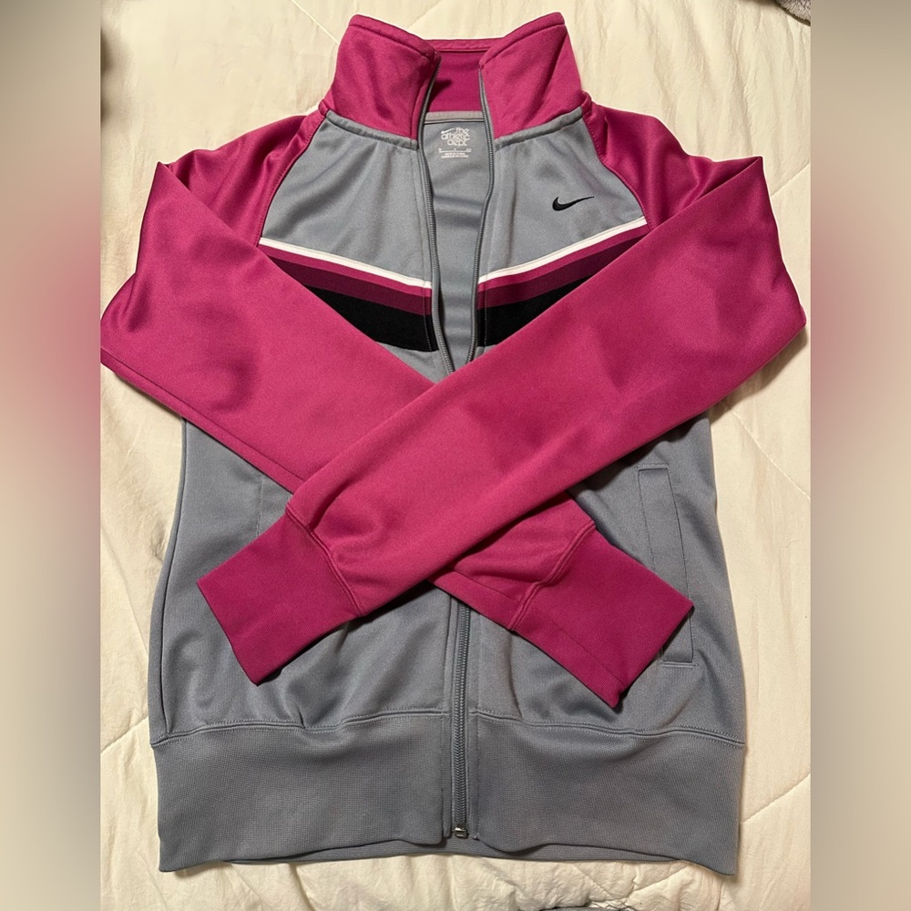 S Nike pink & grey zip up jacket